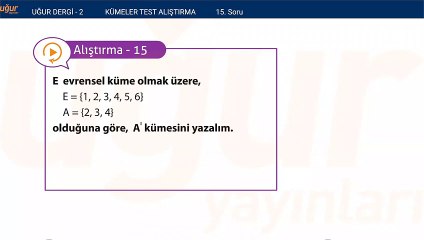Matematik - Kümeler ve Alıştırma Soru : 15