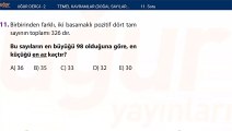 Temel kavramlar - Doğal sayılar - Tam sayılar alıştırma Test : 1 Soru: 11