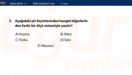 Türk Edebiyatı – Test Soru: 3