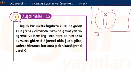 Matematik - Kartezyen çarpımı ve Küme Problemleri Alıştırmalar : 15