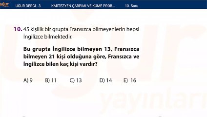 Matematik - Kartezyen çarpımı ve Küme Problemleri - Test soru : 10