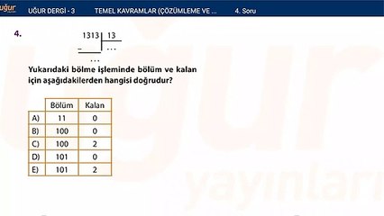 Temel Matematik - Çözümleme ve Dört İşlem - Test2 soru : 4