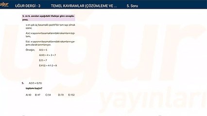 Temel Matematik - Çözümleme ve Dört İşlem - Test1 soru : 5