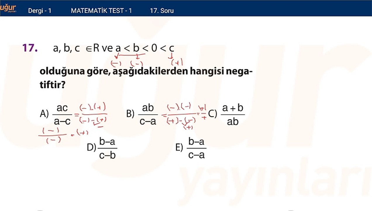 Temel Matematik – Test 1 Soru:17