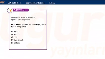 Türk Edebiyatı - Söz Sanatları Alıştırmalar : 3