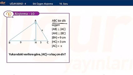 Geometri - Dik Üçgen Alıştırma Soru: 10