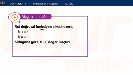 Matematik - Fonksiyonlar 1  Alıştırma Soru: 10