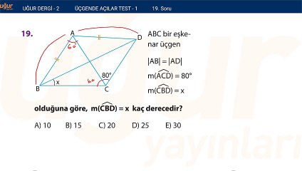 Geometri - Üçgende Açılar Test 1 Soru : 19