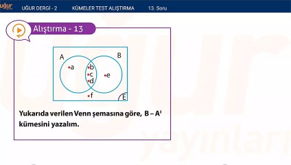 Matematik - Kümeler ve Alıştırma Soru : 13