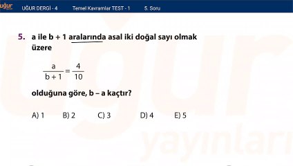 Temel Matematik - Temel Kavramlar Test 1 - Soru: 5