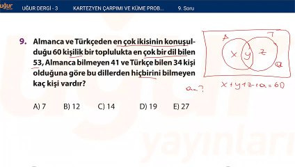 Matematik - Kartezyen çarpımı ve Küme Problemleri - Test soru : 9