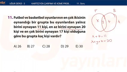 Matematik - Kartezyen çarpımı ve Küme Problemleri - Test soru : 11