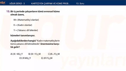 Matematik - Kartezyen çarpımı ve Küme Problemleri - Test soru : 13