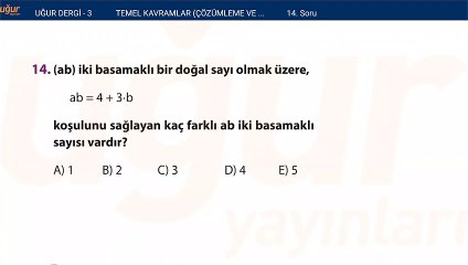 Temel Matematik - Çözümleme ve Dört İşlem - Test1 soru : 14