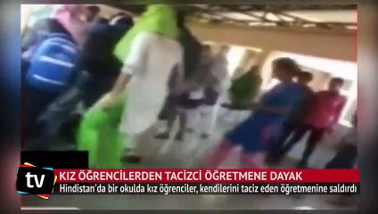 Tacizci öğretmene kız öğrencilerden dayak