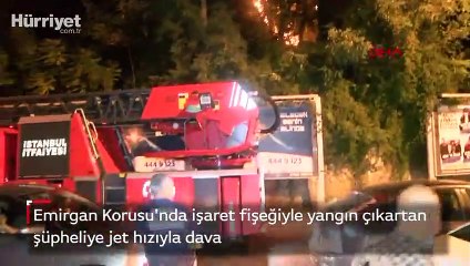 Emirgan Korusu'nda işaret fişeğiyle yangın çıkartan şüpheliye jet hızıyla dava