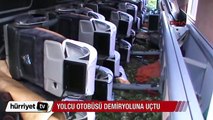 Samsun'da yolcu otobüsü demir yoluna uçtu