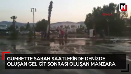 Gümbet'te sabah saatlerinde denizde oluşan gel git
