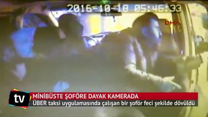Taksim'de minibüsteki şoföre dayak kamerada