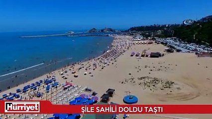 Şile sahilindeki insan kalabalığı havadan görüntülendi