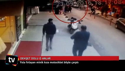 Yola fırlayan minik kıza motosiklet böyle çarptı