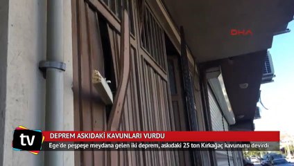 Deprem askıdaki 25 ton Kırkağaç kavununu devirdi