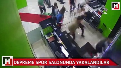 Depremde sürünerek dışarı çıktı! Spor salonunda panik kamerada