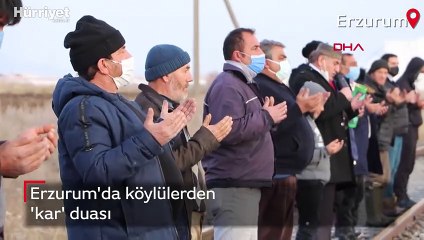 Erzurum'da köylüler yağmayan kar için dua etti