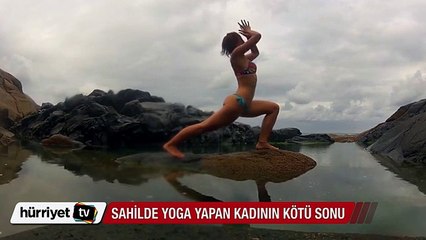 Sahilde yoga yapan kadının sonu