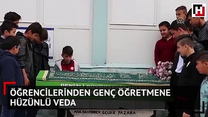 Öğrencilerinden genç öğretmene hüzünlü veda
