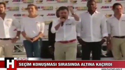 SEÇİM KONUŞMASI SIRASINDA ALTINA KAÇIRDI