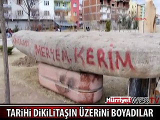 TARİHİ İNSAN FİGÜRLÜ DİKİLİTAŞ'A BÜYÜK SAYGISIZLIK