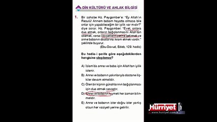 DİN KÜLTÜRÜ VE AHLAK BİLGİSİ SORULARININ ÇÖZÜMLERİ