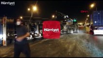 Avcılar TEM Otoyolu'nda TIR devrildi  Trafik yoğunluğu oluştu