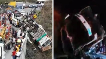 Tải video: Aparatoso accidente en vía Pasto - Cali dejó 20 muertos y cerca de 14 heridos