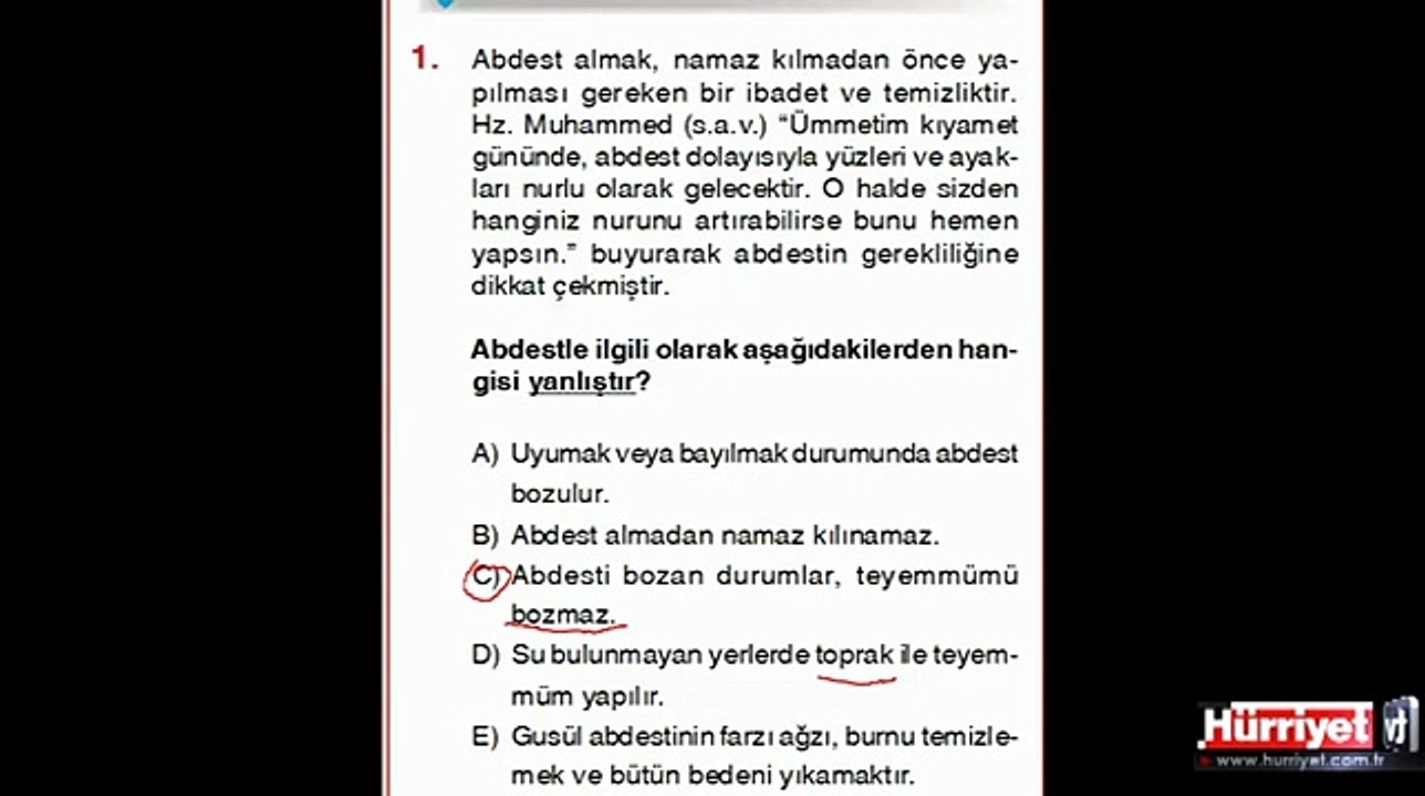 DİN KÜLTÜRÜ VE AHLAK BİLGİSİ SORULARININ ÇÖZÜMLERİ