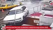 Direksiyon hakimiyetini kaybedince merdiven boşluğuna girdi