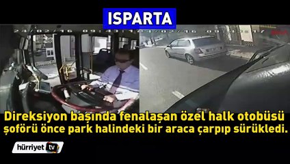 Direksiyonda fenalaşan otobüs şoförünün kazası kamerada