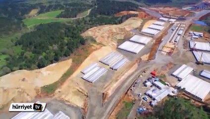 Üçüncü köprü inşaatının hava kamerası görüntüleri