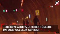 Dolmabahçe Tüneli'nde patenli gençlerin tehlikeli yolculuğu kamerada