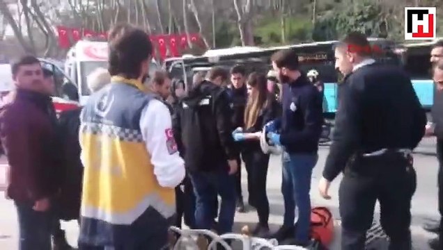 Dolmabahçe Sarayı önünde motosiklet yandı