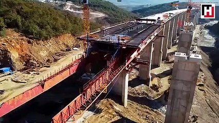 Kuzey Marmara Otoyolu'nun yapım aşamaları böyle görüntülendi