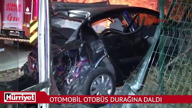Otomobil otobüs durağına daldı: 1 ölü, 1 yaralı