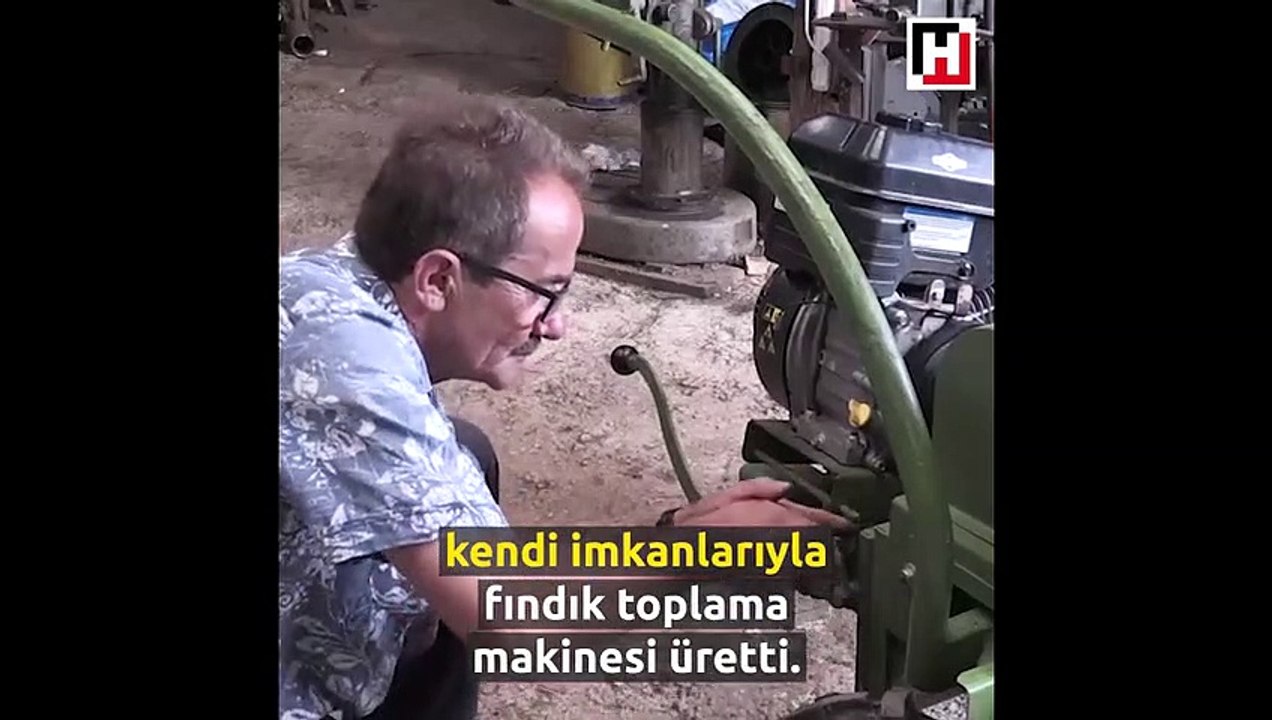 Atölyesinde fındık toplama makinesi yaptı