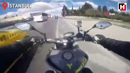 E-5 Karayolu’nda motosikletli maganda sevgilisine dehşeti yaşattı