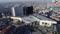 Taksim İlk Yardım Hastanesi yangın sonrası havadan görüntülendi