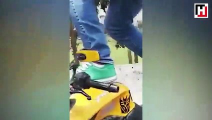 Motosikletteki şovu hüsranla sonuçlandı