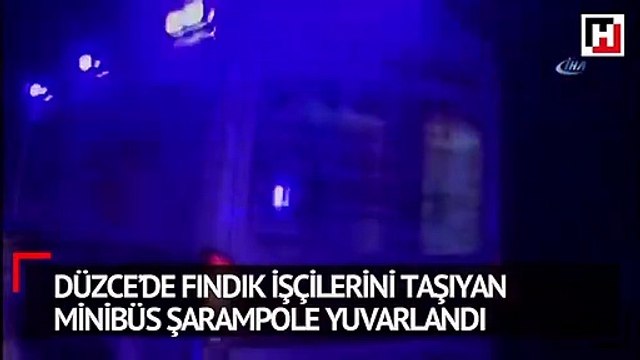 Düzce’de fındık işçilerini taşıyan minibüs şarampole yuvarlandı
