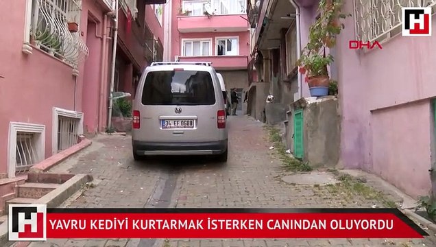 Yavru kediyi kurtarmak isterken canından oluyordu