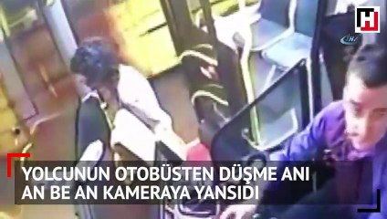 Halk otobüsünün açık bırakılan ön kapısından böyle düştü